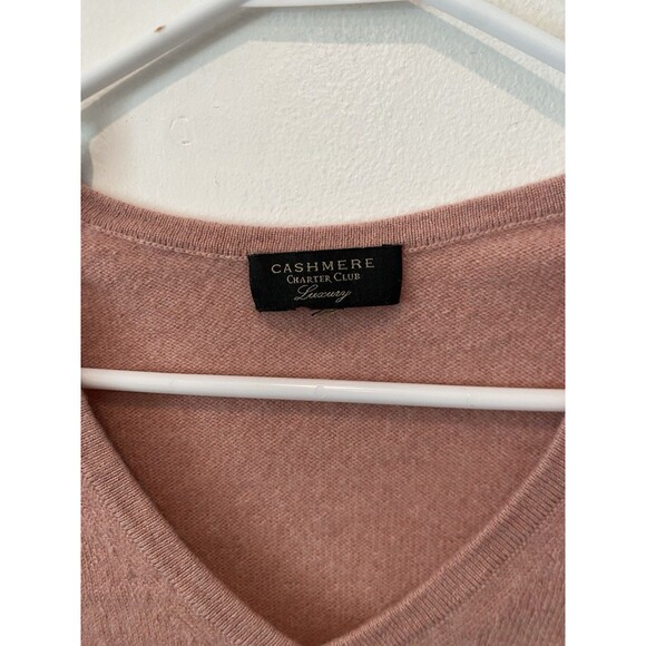 Charter Club 100% cashmere Luxury Soft Pink V-Neck Sweater Sz XL - Picture 7 of 12